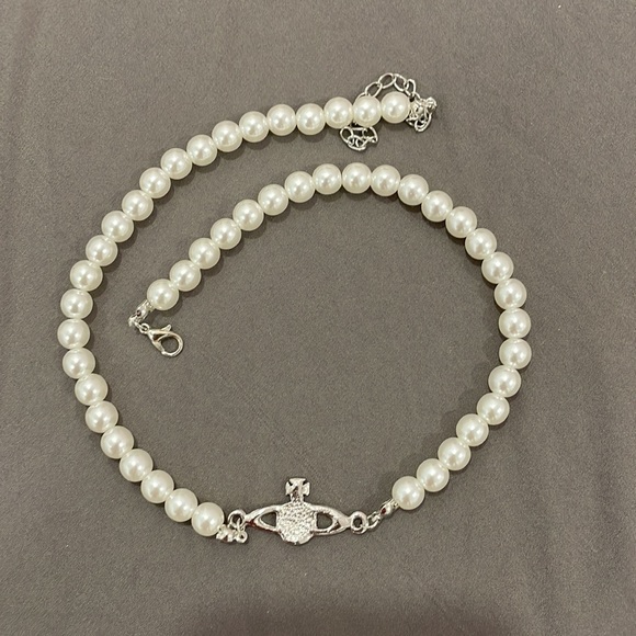 Faux Pearl and Orb Choker Necklace - Picture 2 of 2